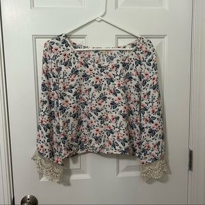 Floral Long Sleeve Crop Top